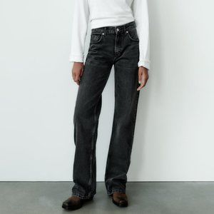 NWOT ZARA FULL LENGTH TRF MID-RISE WIDE LEG JEANS